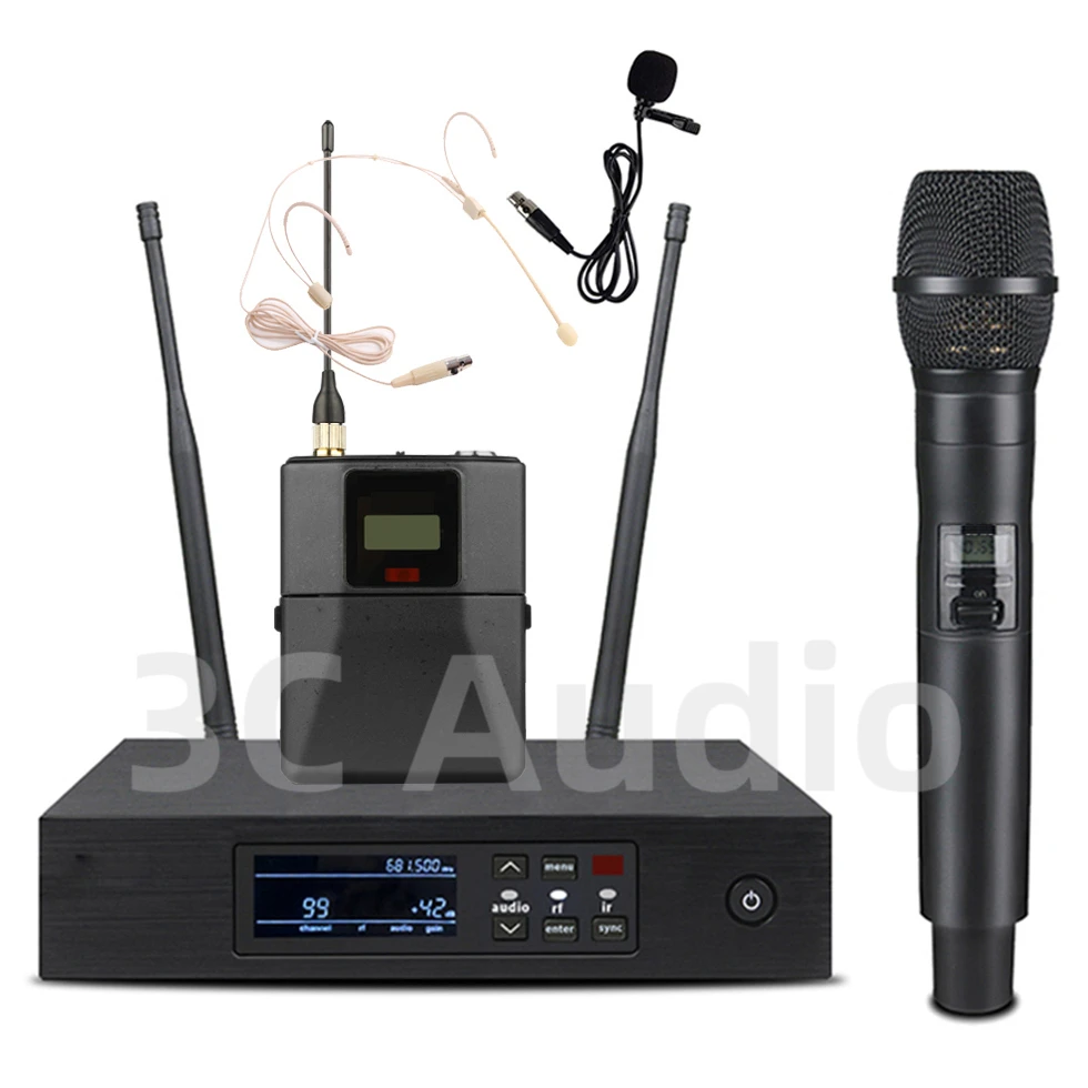 QLXD-KSM9-Fullset 500/600MHz Professionele Draadloze Microfoon UHF Metalen Handheld Condensor Ware Diversiteit Stage performance