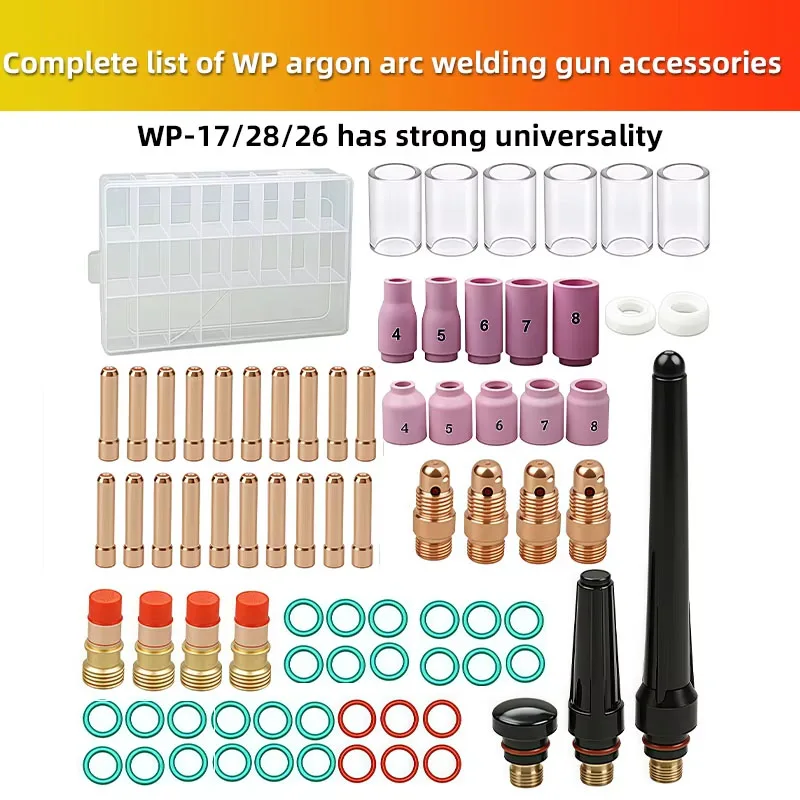 79Pcs TIG Welding Torch Nozzle Kit, Gas Lens & Cup Set for WP17/18/26, Welding Accessories Tool Kit