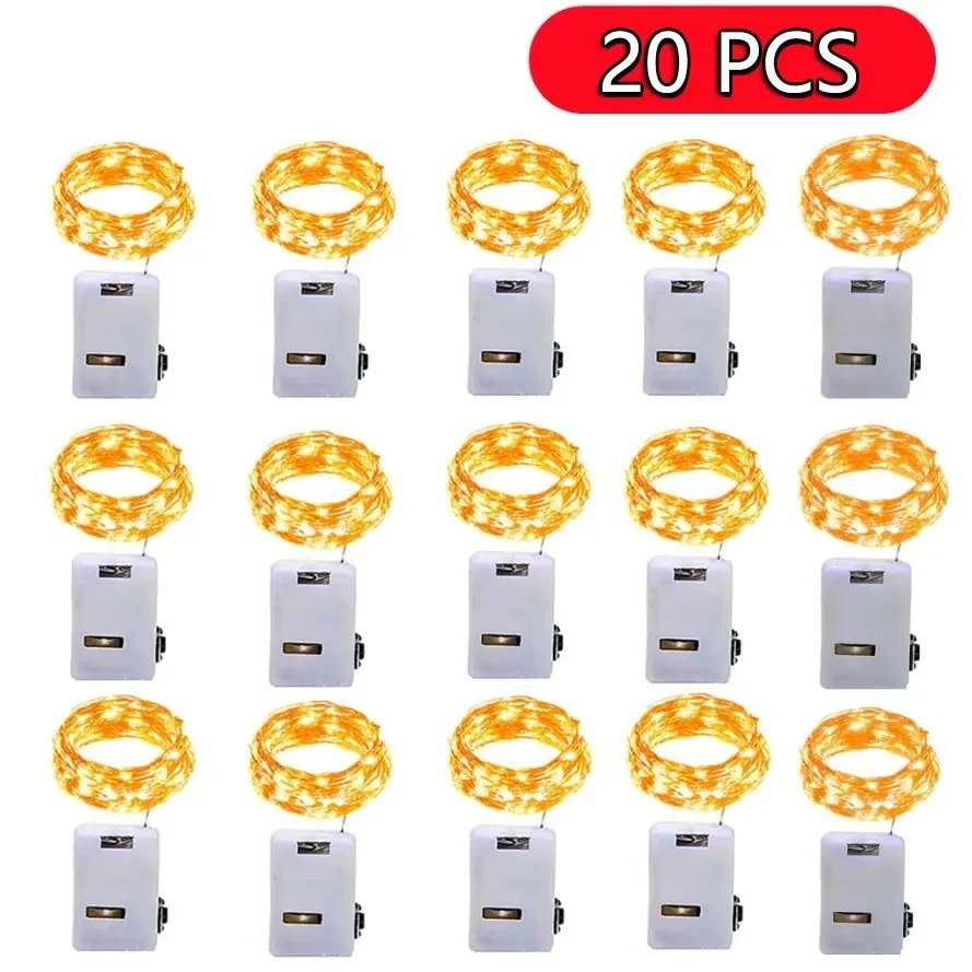 

With battery 20 Pack String Fairy Lights Silver Copper Wire Battery Powered Decorations Lights For Wedding Party Christmas Decor