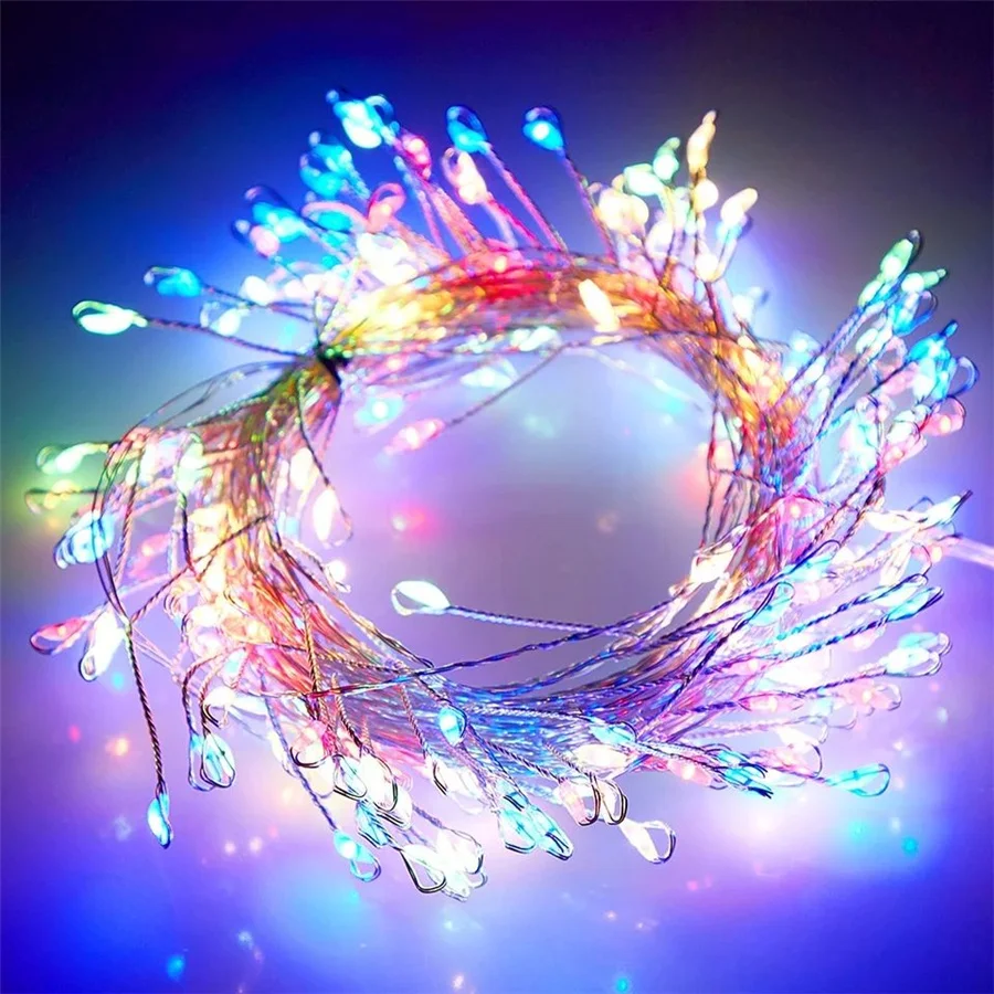 USB Remote 8 Modes Christmas Tree String Lights Waterproof Firecracker Fairy Garden Lights for Party Wedding Holiday Decoration