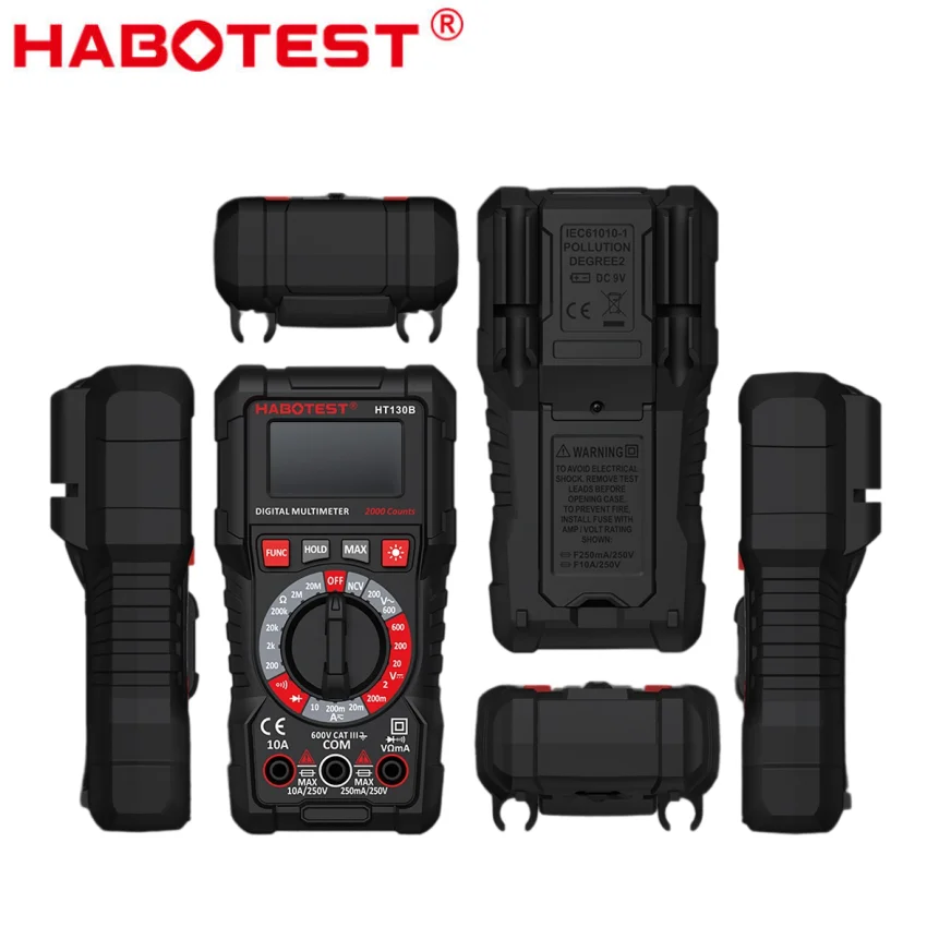 HABOTEST Portable Digital Multimeter 2000‑Count CATIII600V AC DC Voltage Current Resistance Diode Continuity Tester
