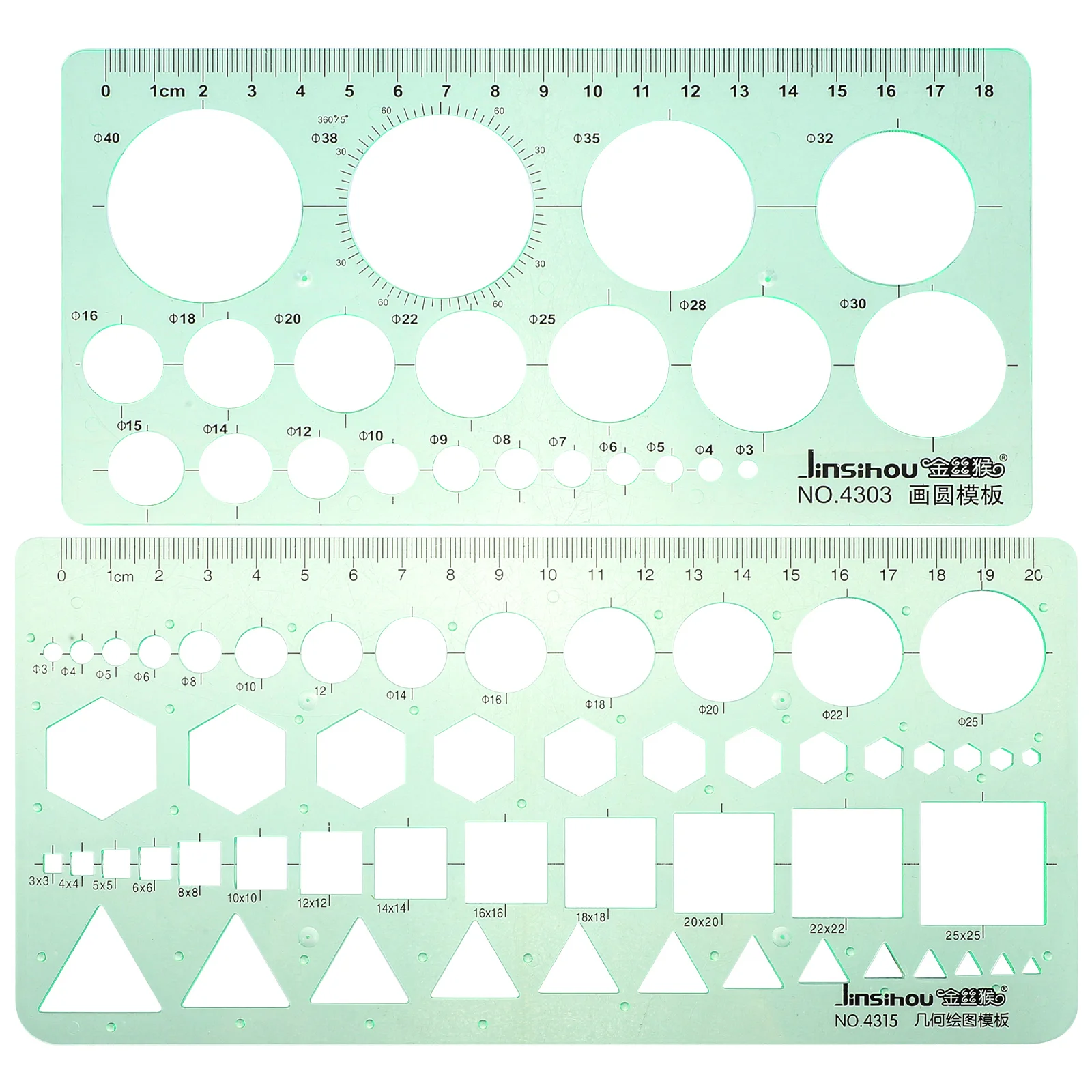 

2 Pcs Geometry Measurement Template Drawing Ruler Stencils Measuring Tool Engineering Rulers Geometric Green Tools Student Gift