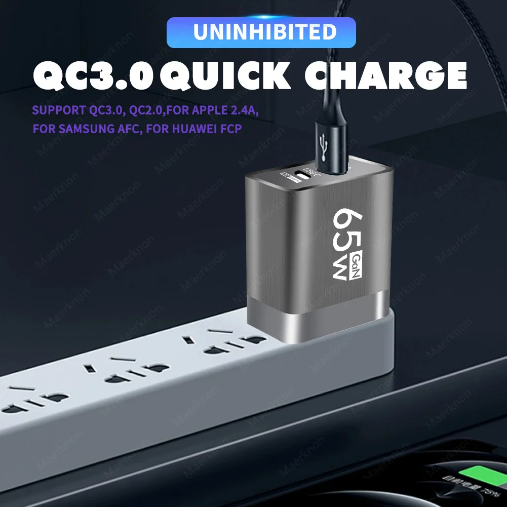 USB PD Charger Fast Charging Type C 65W GaN Quick Charge Adapter For iPhone 14 Pro Xiaomi 13 Samsung Huawei Wall Phone Charger