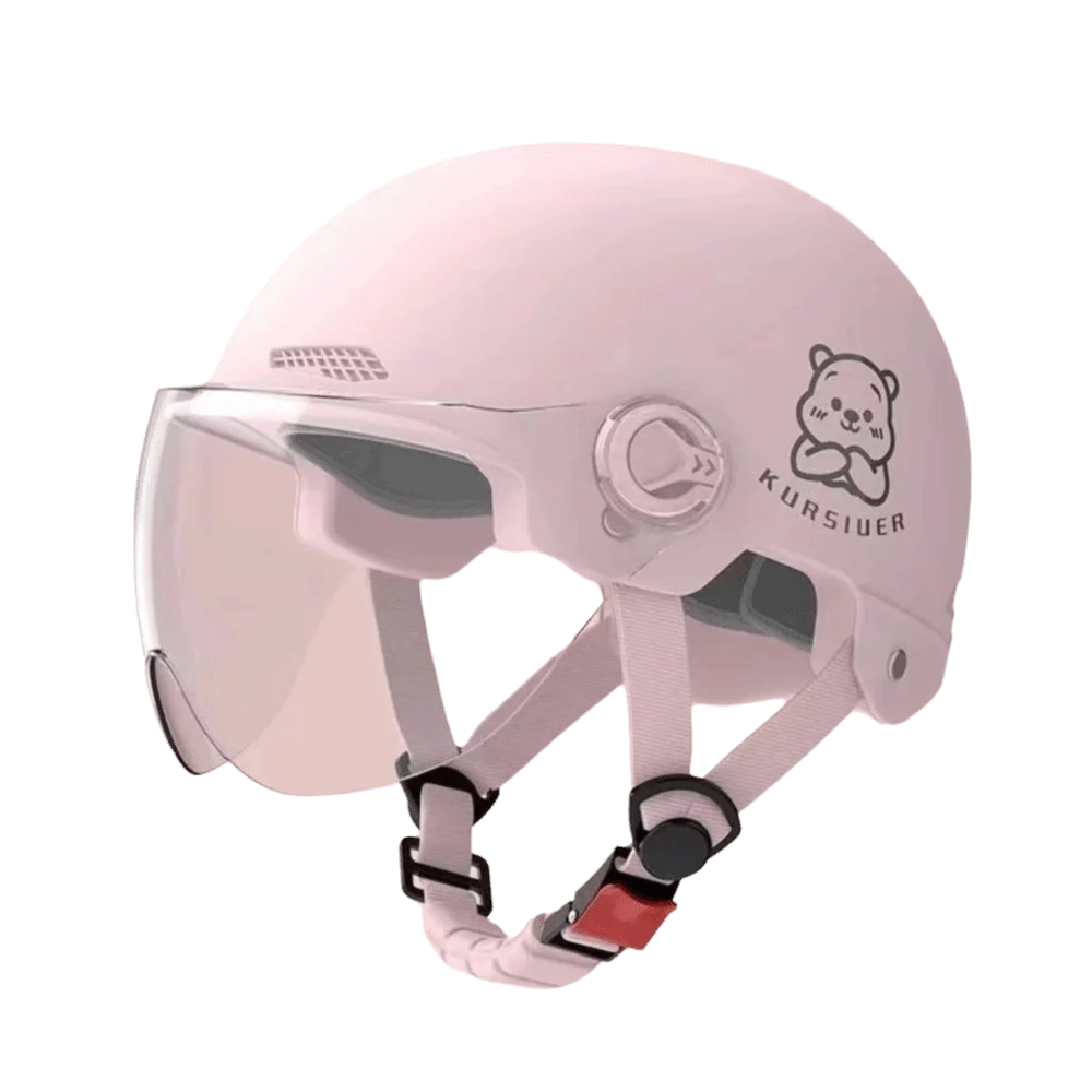 

New Cartoon Bear Electric Bicycle Helmet Sturdy With Goggles Motorcycle Headwear Wear-resistant Universal Half Helmet Universal