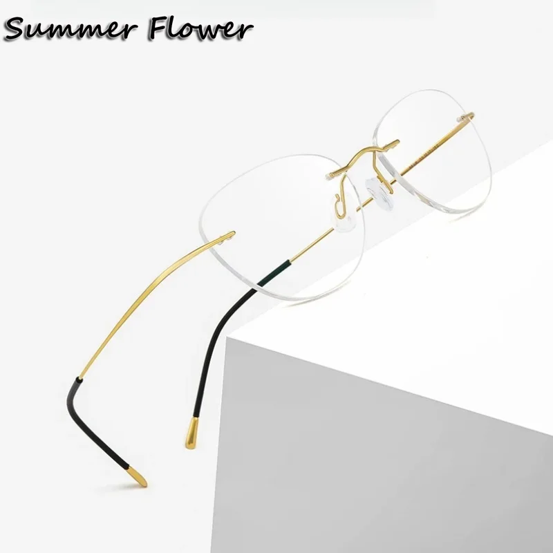 

2 g Ultra Light Glasses Frame Men and Woman Rimless Gafas Customize Prescription Lens Spectacle Fashion Classic Cat Eye Glasses