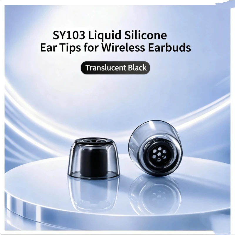 Liquid Silicone Replacement Ear Tips with Filter Mesh for Wireless Earbuds, 4 Sizes XS/S/M/L Soft Double‑Layer Ear Caps