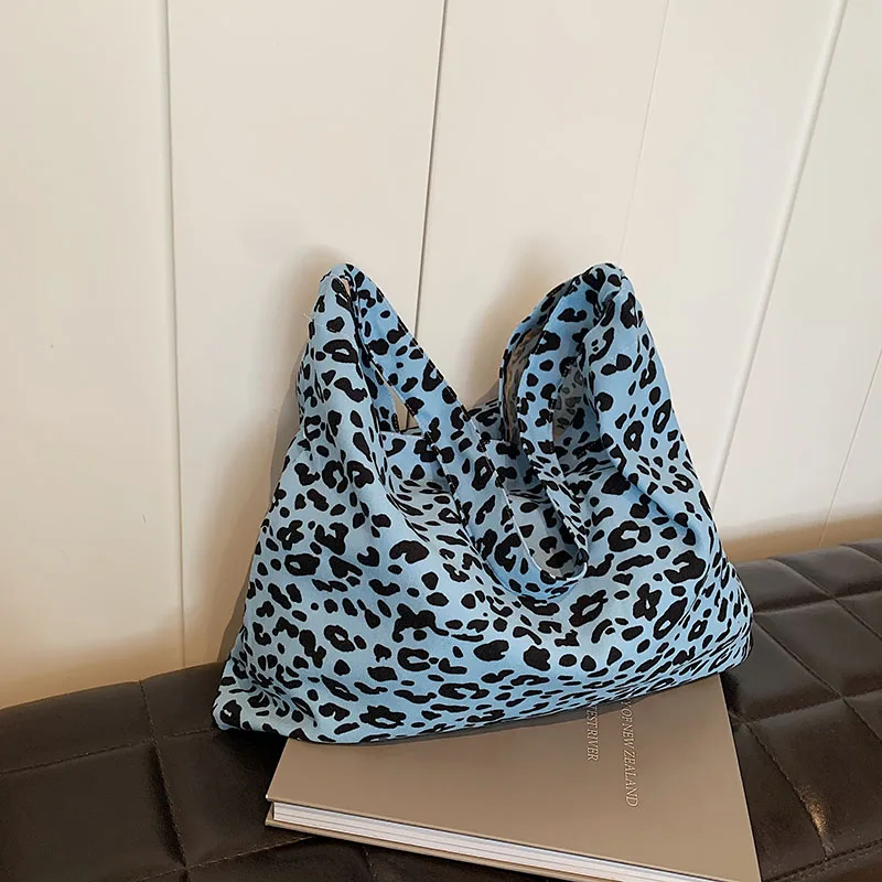 Korean Designer Canvas Bags for Women Trend Casual Leopard Print Handbags Female Shoulder Underarm Handbags Sac De Luxe Femme