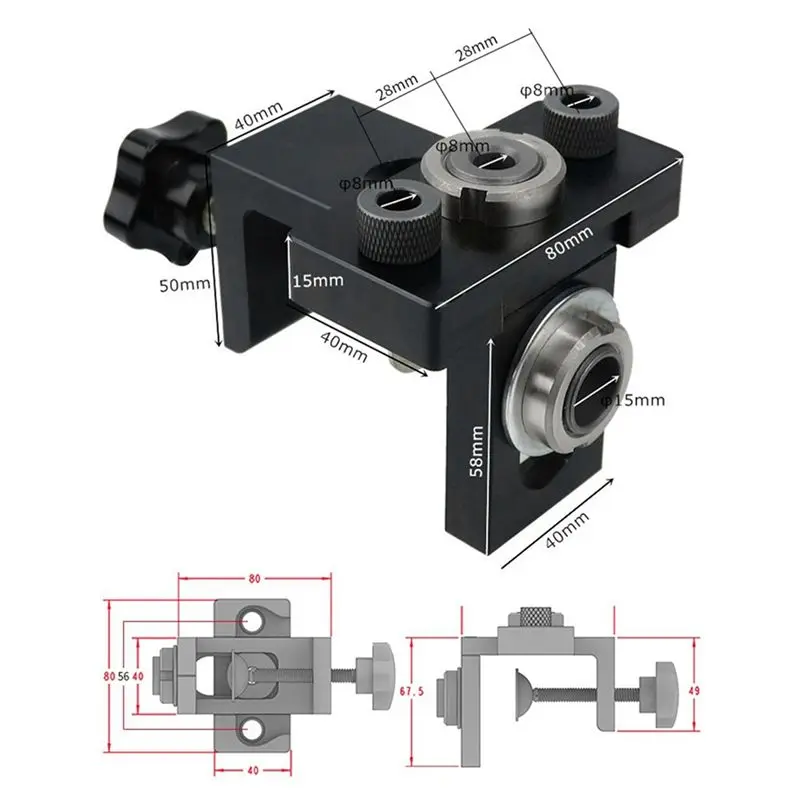 

A008 Carpenter's Punch Locator Without Clamping Table Hole Opener Round Wood Tenon Tool Furniture Punch Locator Set