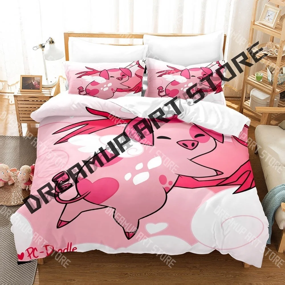 3D Printed Angel Fat Nugget Dust Hazbin Hotel Bedding Set for Boys Girls Duvet Cover Twin Queen King Full Single Double Sizes