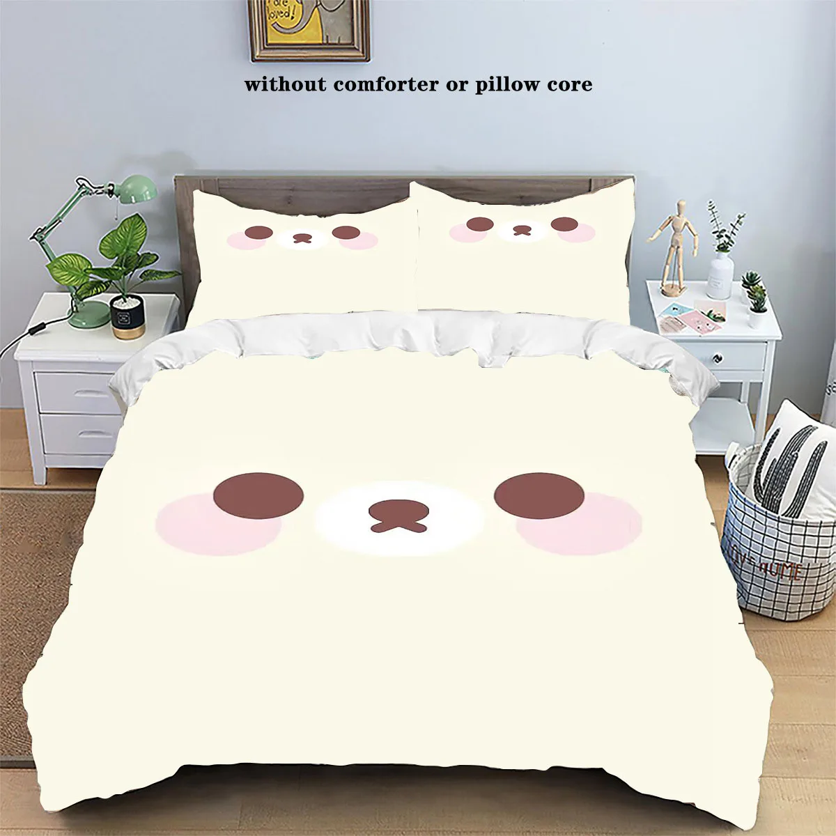 Cartoon Rilakkumas Duvet Cover Set Kawaii Korilakkuma Quilt Cover Pillowcase Set Bear Bedding Set Full Queen King Size