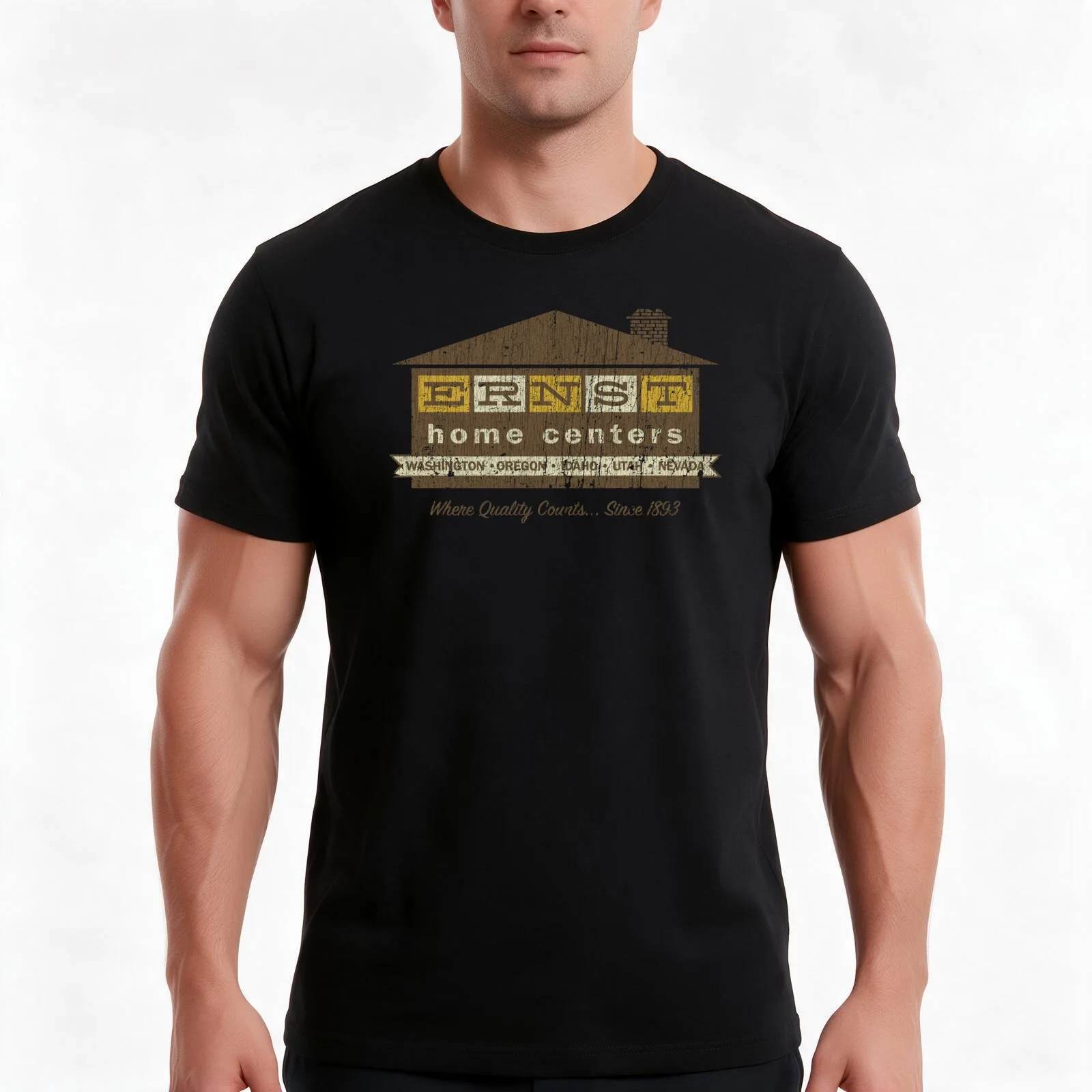 Ernst Home Centers T-Shirt, Summer Casual Cotton Tee, Oversized Streetwear Tops, Vintage Graphic Print, Loose Fit Short Sleeve