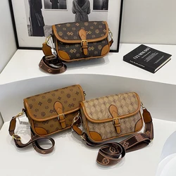 Vintage lüks tasarım kadın çantası PU deri tek zincir omuz Crossbody çanta yüksek kaliteli rahat eyer çanta