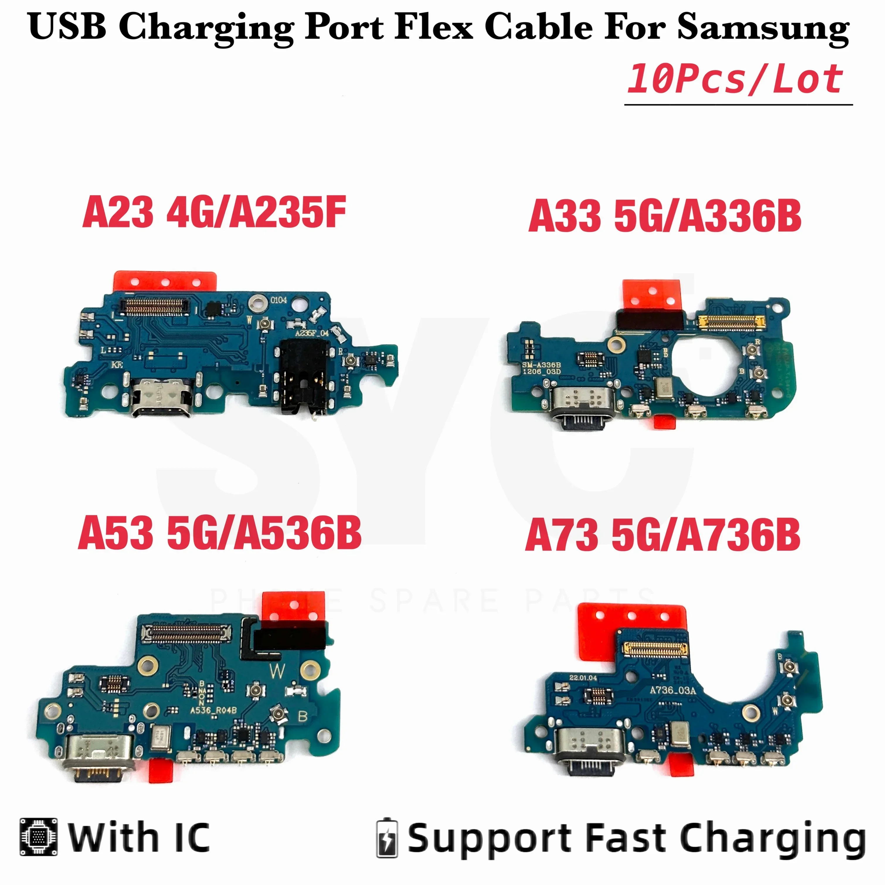 

10Pcs/Lot For Samsung A23 A33 A53 A73 4G 5G Dock Connector Micro USB Charger Charging Port Flex Cable Microphone Board