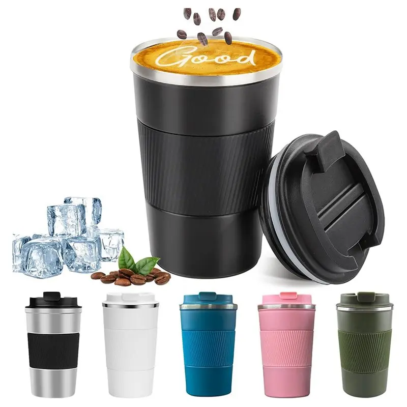 

【FLASH DEAL】Mug Spill Proof Leak Proof Stainless Steel Coffee Tumbler Reusable Coffee Cups (Black, 12 OZ)