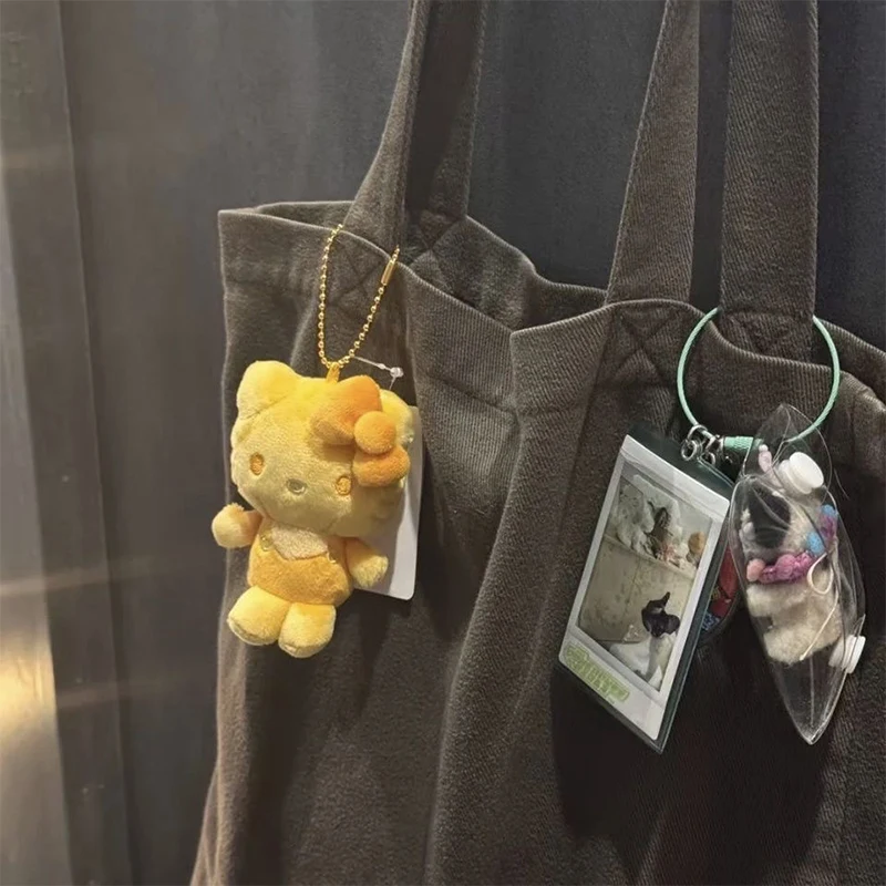 산리오 헬로키티 키체인 인형 귀여운 노란색 헬로키티 고양이 무지개 스타일 장식 헬로키티 백팩 펜던트 액세서리 소녀 선물