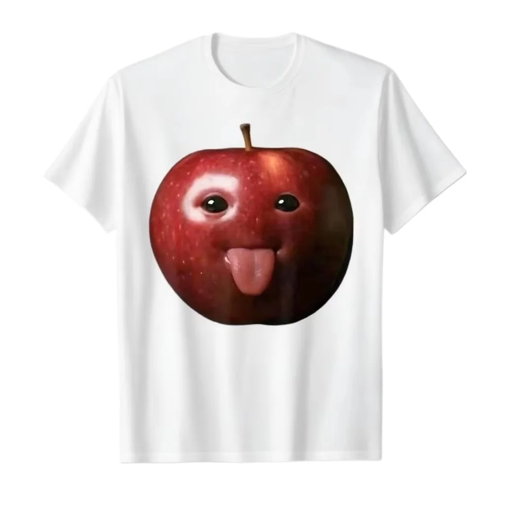 Funny Silly AI Apple Gen Z Meme BrainRot Humor Tongue Out T-shirt for T Shirts Crewneck Short
