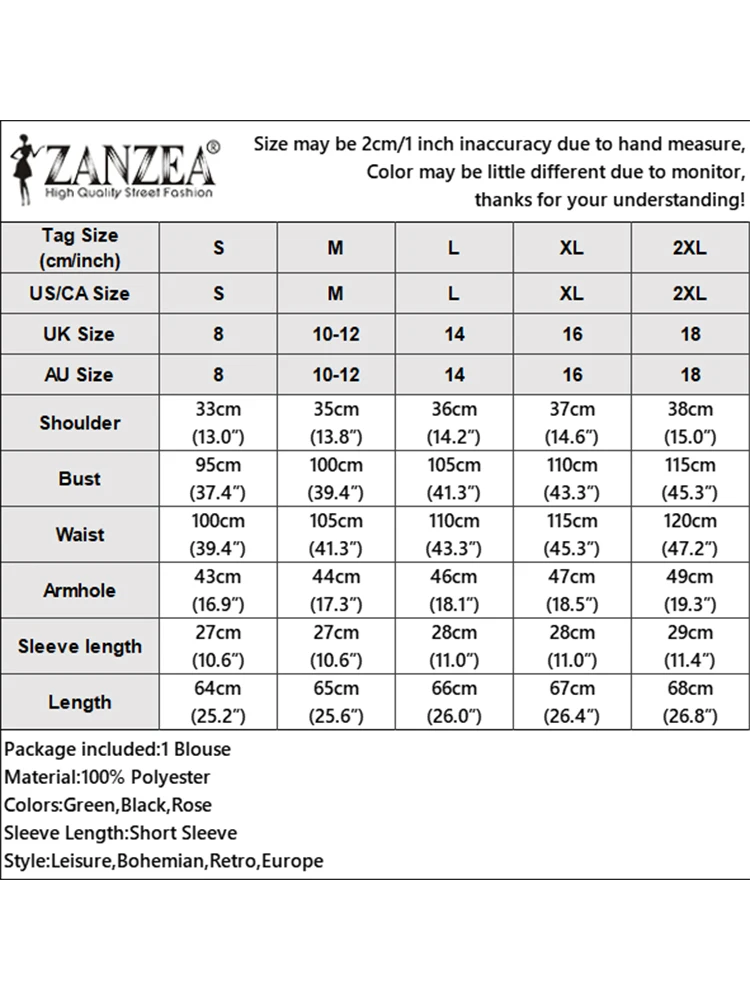 ZANZEA Summer Women Floral Printed Blouse Elegant Work Shirt Short Sleeve O Neck Blusas Tunic Mujer Bohemain Casual Holiday Tops