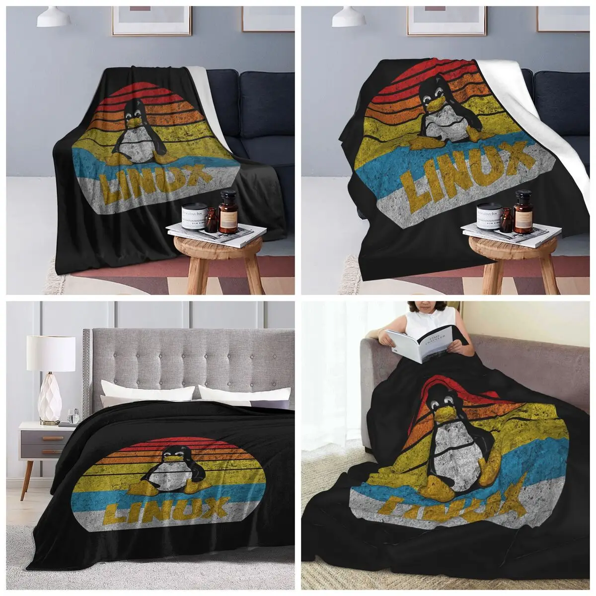 Original Linux Squad Unix Geek Blanket Soft Warm Flannel Throw Blanket Bedspread for Bed Travel Home Sofa