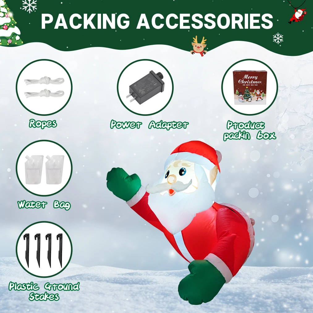 0,8 м/2,6 фута рождественские украшения надувная игрушка Санта-Клаус забавные украшения для дома и двора со светодиодным декором Рождественский уличный декор игрушка