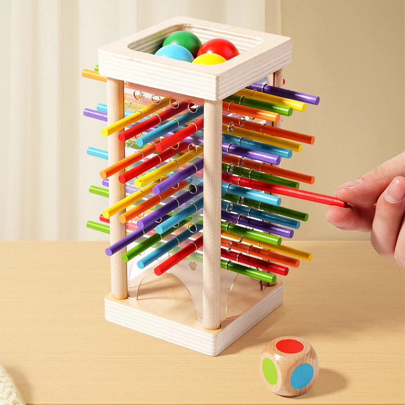 3-in-1 Wooden Stick Pull Game, Parent-child Interactive Toy Train Focus Hand-eye Coordination