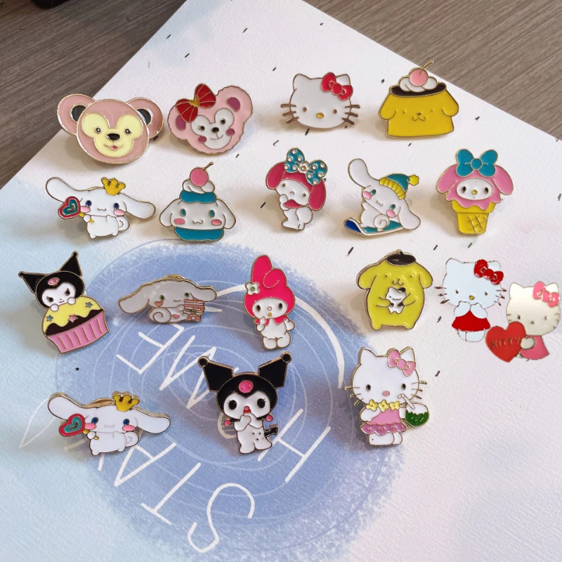 Sanrio acessórios hello kitty canela minha melodia anime lapela pinos para mochila broches colar jeans jaqueta moda jóias