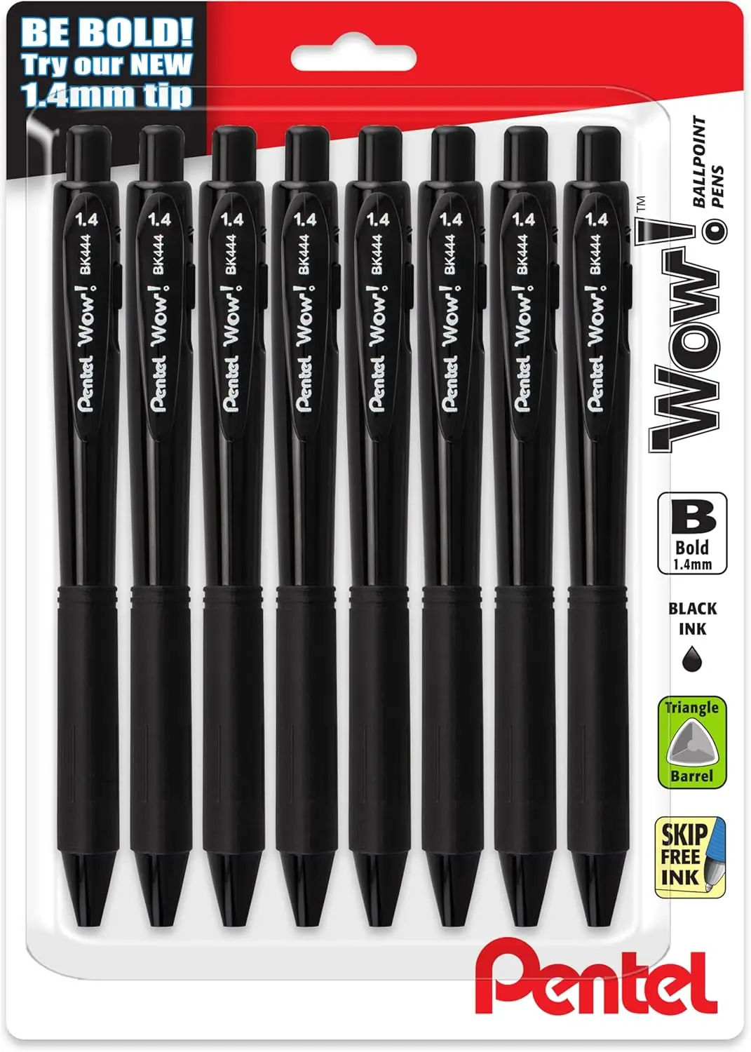 

Выдвижная шариковая ручка, черные чернила 1,4 мм, набор из 8 штук, треугольная рукоятка для комфорта