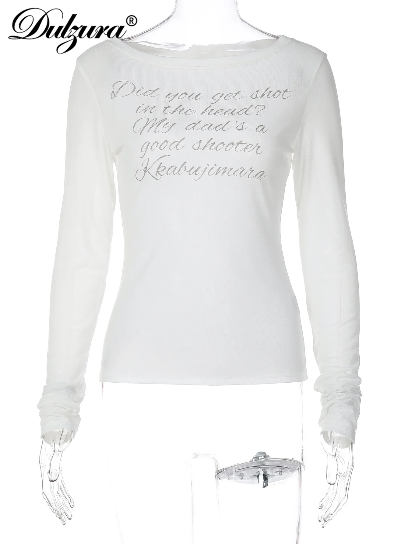 Dulzura 2025 Autunno Ultima Moda O-Collo Manica Lunga Sottile Lettera Stampa T-Shirt Casual da Donna Y2K Top Party Club Abiti da Strada