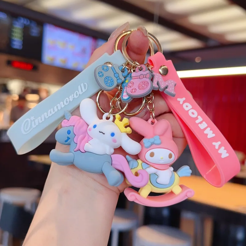 Cute Cartoon Hello Kitty My Melody Keychain Cinnamoroll Figure Key Ring Bag Pendant Accessories Collectible Gifts