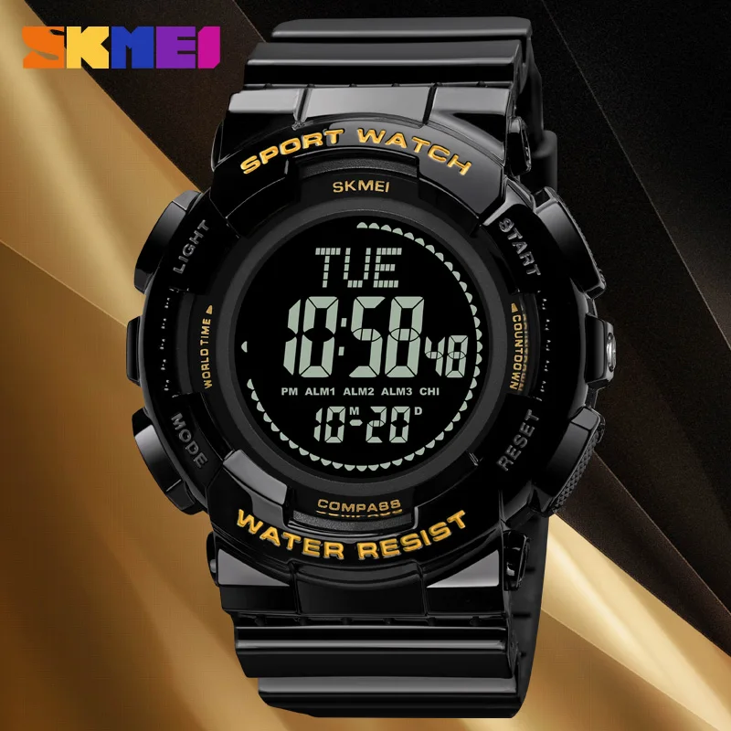 SKMEI Man Male Sports Electronic Watch New LED Waterproof Luminous Shock Hand Compass Alram Clock For Men Digital Wristwatch