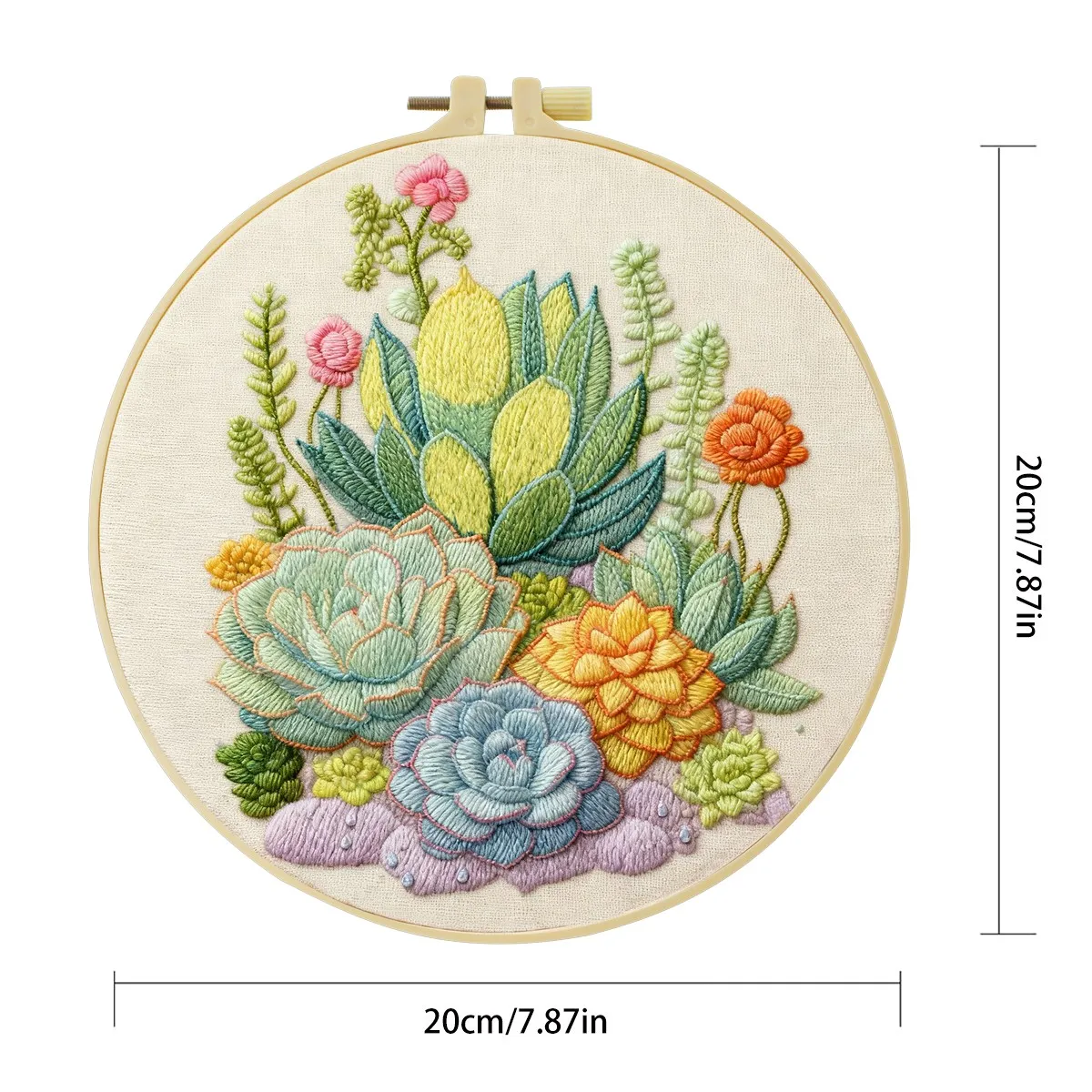 1 Stück 20X20CM/15X15CM 7,87/6,3 Zoll Kaktus-ähnliche Pflanzen Stickerei Starter-Kit DIY-Kit DIY-Stickerei-Set Handarbeiten Heimdekoration – Detail 2