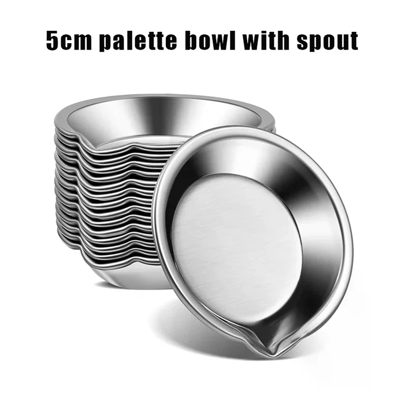 2/6Pcs Stainless Steel Painting Color Bowls Oil Paint Trays Paint Color Mixing Cups Color Mixer Painting Tools