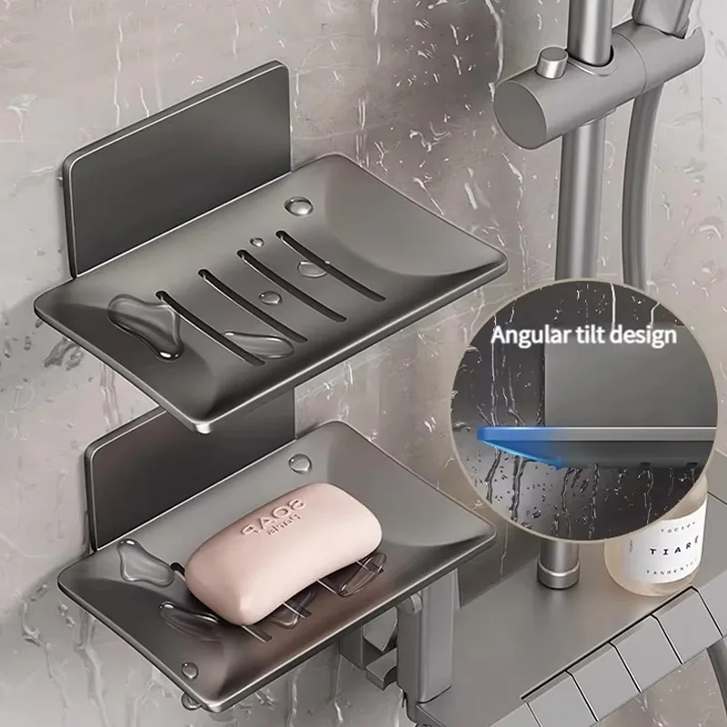 

No Need For Drilling Bathroom Soap Holder Creative Drainable Soap Rack Wall-Mounted Storage Shelf for Household Use