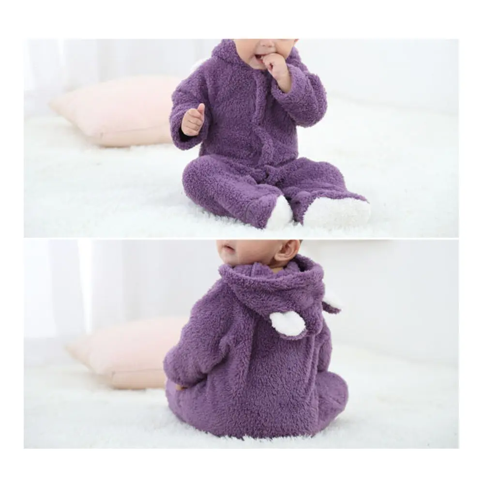 Baby Jumpsuits Winter Cartoon Animal Pattern Unbeatable Fleece Toddler Infant Purple 3-6M Daily Party Gift Choice
