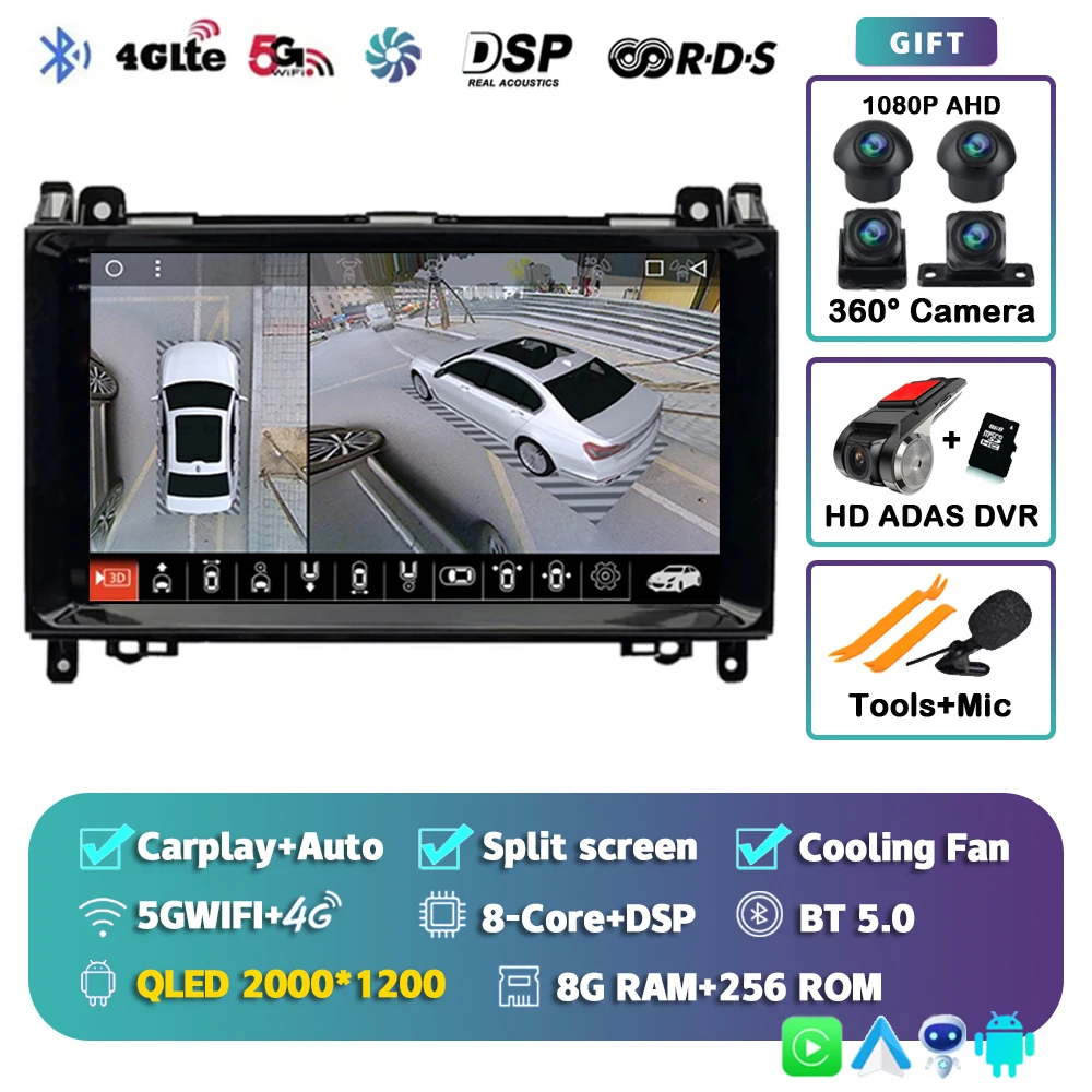 Android 15 Voor Benz Sprinter Volkswagen Crafter 2006-2016 2K QLED Android Autoradio Multimedia Video Player GPS stereo CarPlay - afbeelding 1