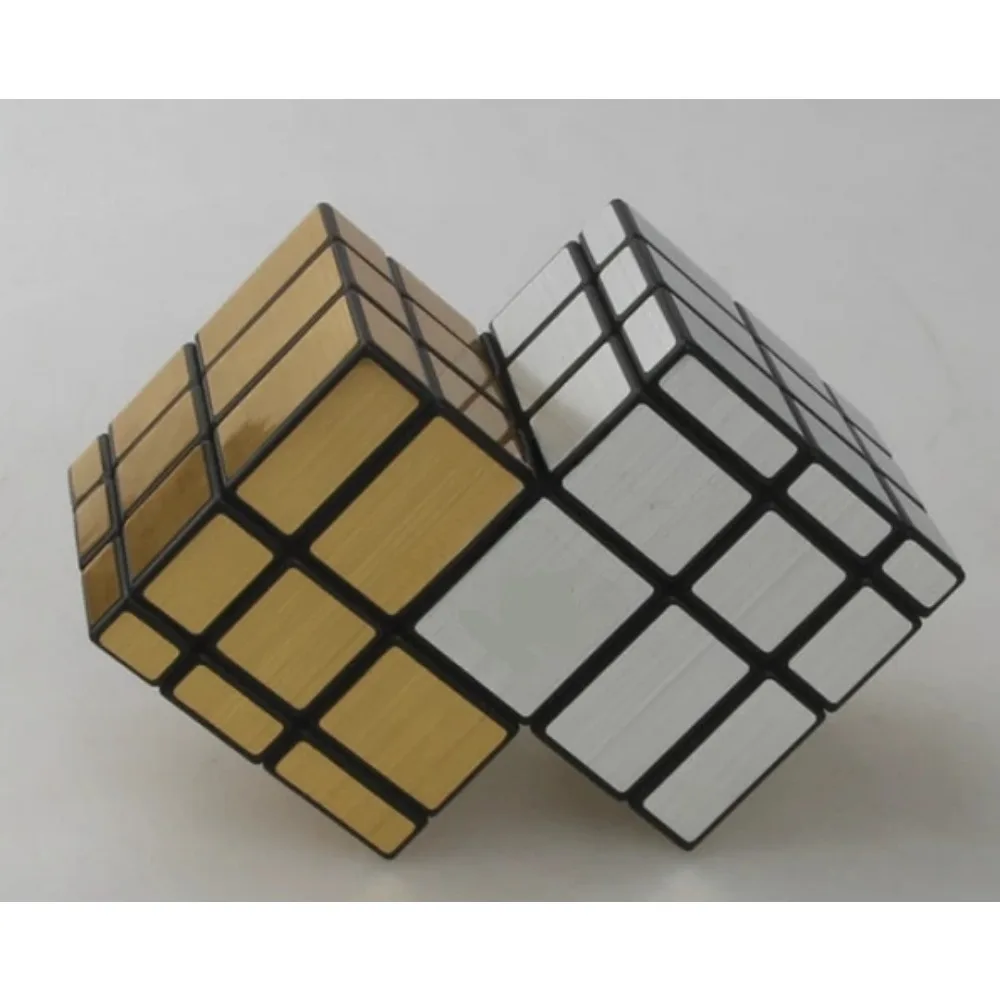 

Calvin's Puzzle Cube 3x3 Mirror Double Cube Black Body (Gold and Silver Stickers) Cast Coated Magic Cube Funny Toys