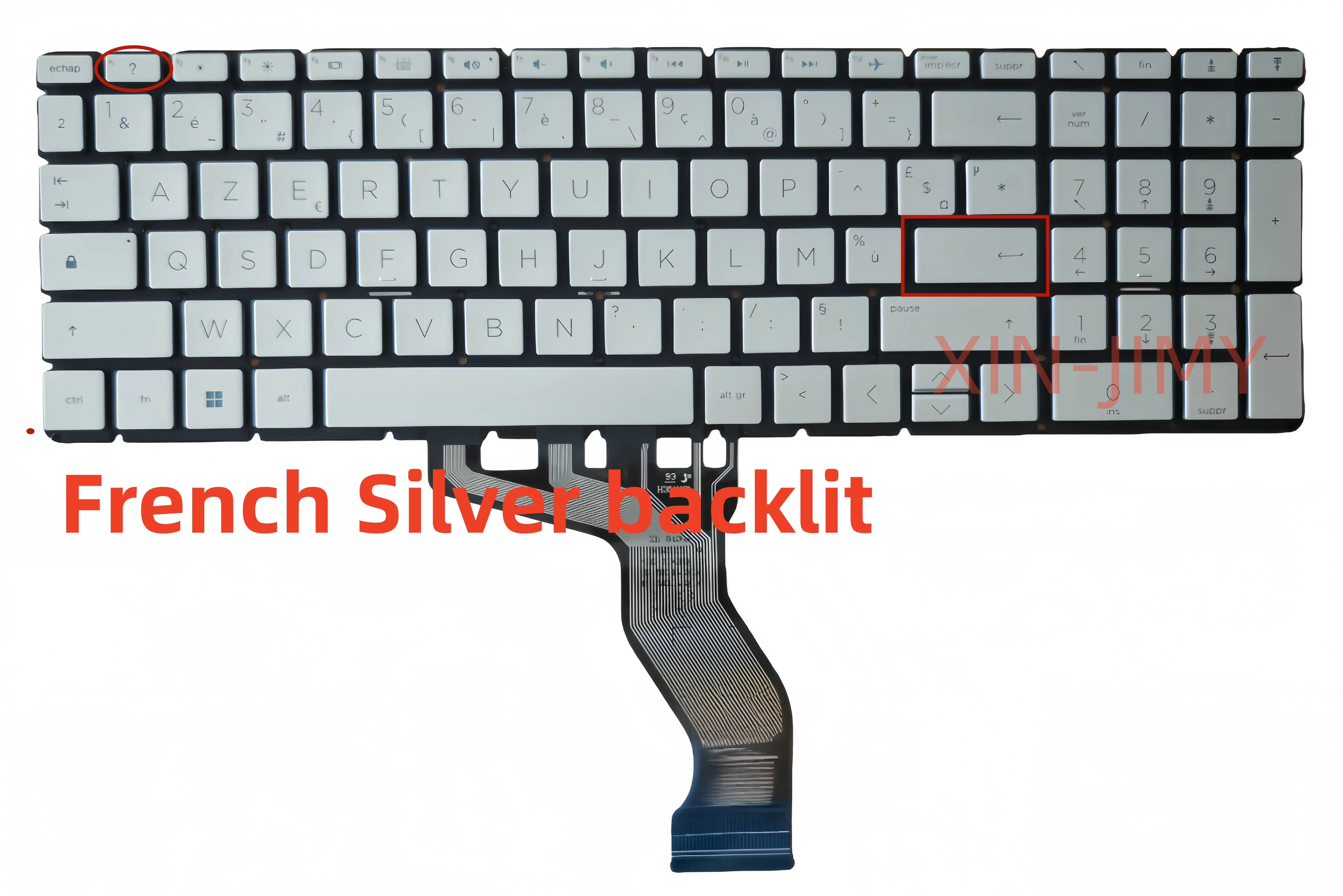 تخطيط Azerty الفرنسي مع لوحة مفاتيح كمبيوتر محمول فضية بإضاءة خلفية لأجهزة الكمبيوتر المحمول HP 15-DY 15-EF 15S-EQ 15-ER 15-FR