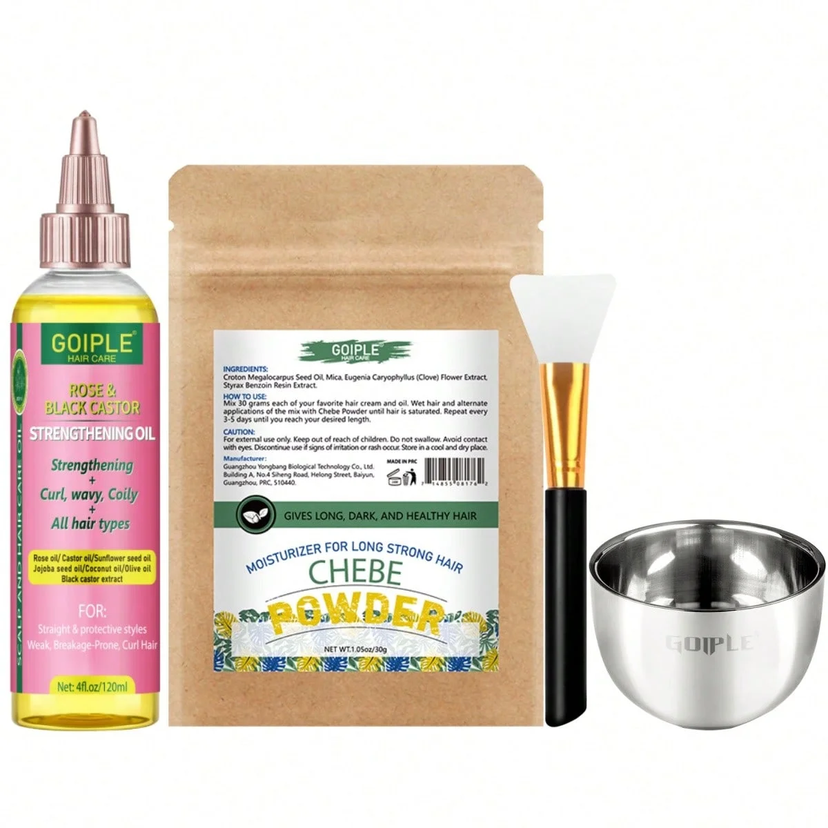 Rose & Black Castor Strengthening Oil Moisturizing Nourishing Hair,Natural Chebe Powder Strengthen Hair Roots & Promotes Growth