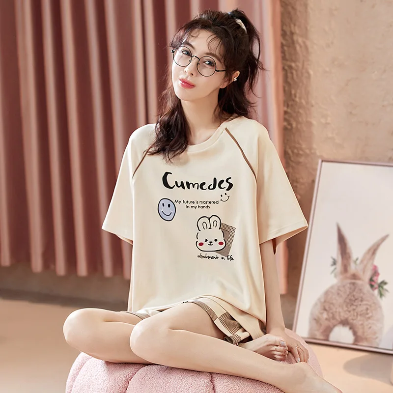 Spring Summer Pure Cotton Womens Pajama Sets Sexy Black Nightwear Casual Pyjama Long Pants Sleepwear Suits Homewear Fashion