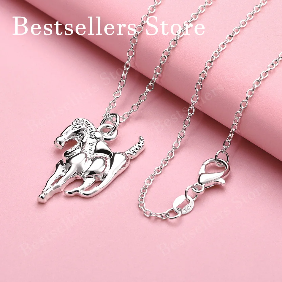 

Изысканное ожерелье с подвеской в виде лошади из стерлингового серебра 925 пробы, 16-30 дюймов, для мужчин и женщин, модные свадебные украшения и аксессуары.