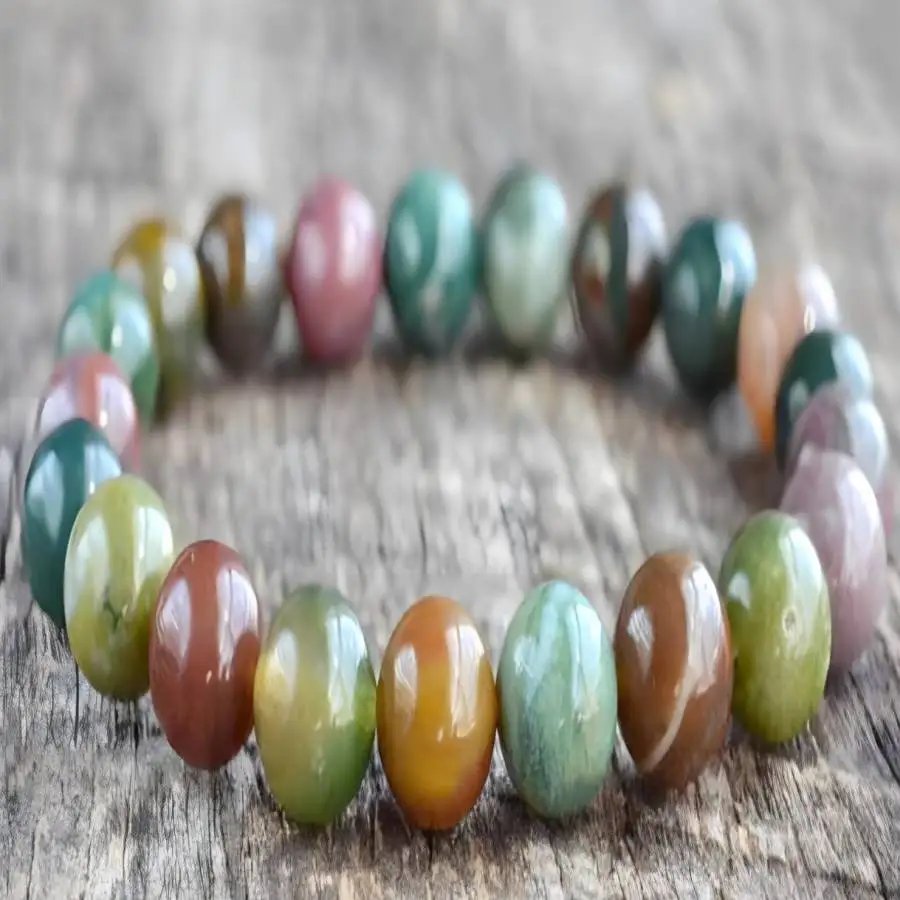 6mm Indian Agate Crystal Stretch Bracelet 7.5 inches Spiritual Hand Bohemian Meditation Sacred Chakra Japa elastic Bodhi zazen