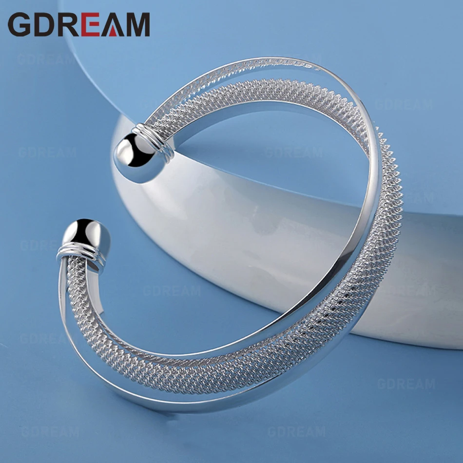 

GDREAM 925 Sterling Silver Mesh Bangle With Beveled Edges - A Unique Gift For Women, Versatile For Events And Jewelry