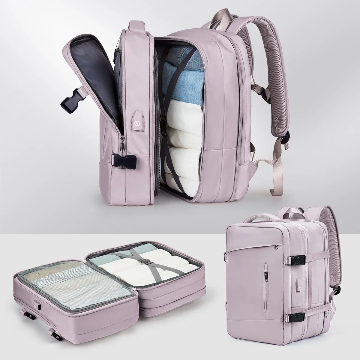 Mochila de viaje aprobada para hombres y mujeres, mochila de negocios, mochila escolar expandible, mochila de moda impermeable