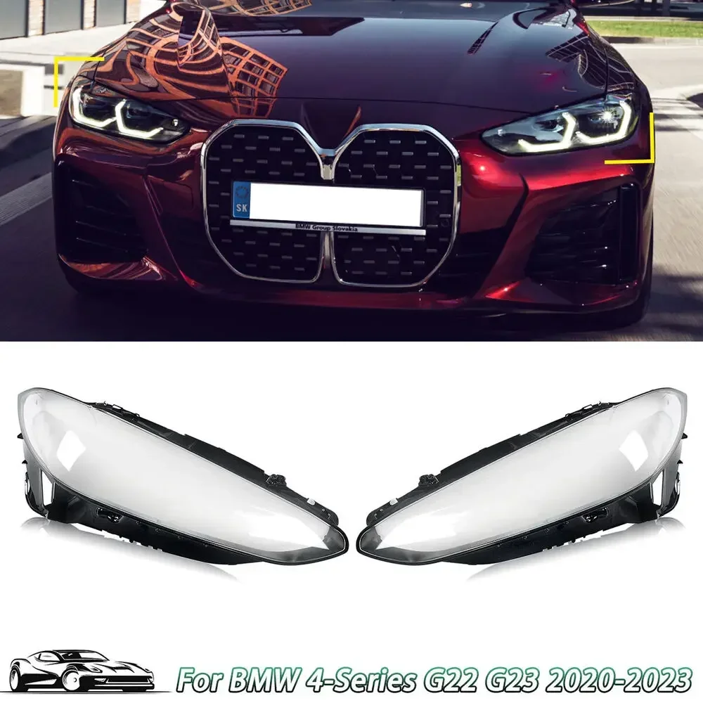 Front Headlight Lens Cover Left+Right For BMW 4-Series G22 G23 2020-2022 Repalce