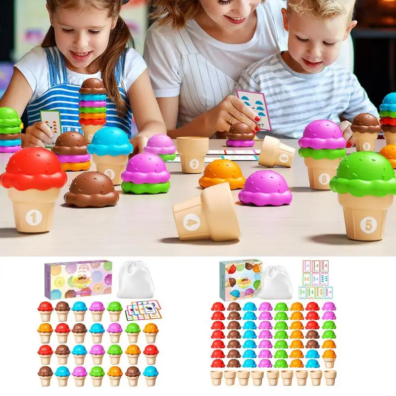 

Letter Matching Toys Alphabet Learning Toys/Number Stacking Game Ice Cream Shaped Fine Motor Skill Toy Preschool Kindergarten