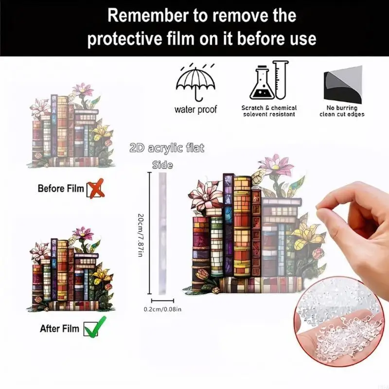 Multicolored Window Hanging Book Pendants Flowers Books 2D Flat Plastic Charm Home Decorations Teacher Back To Schools Gift 