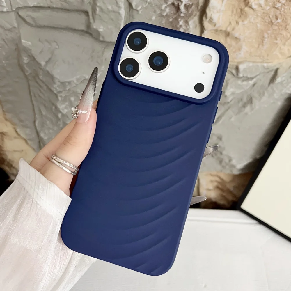 Funda de silicona suave con ondas de agua 3d para iPhone 17 Air 16 15 14 13 12 Pro Max 17Pro 17PROMAX, funda de armadura esmerilada de lujo a prueba de golpes