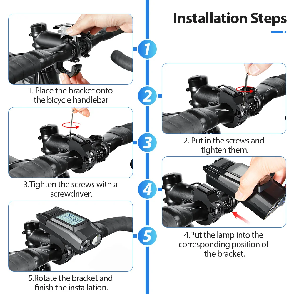 Bike Headlight GPS Speedometer Horn 3 in 1 Multifunctional Rechargeable Bicycle Front Lamp Cycling Computer MTB Bike Accessories