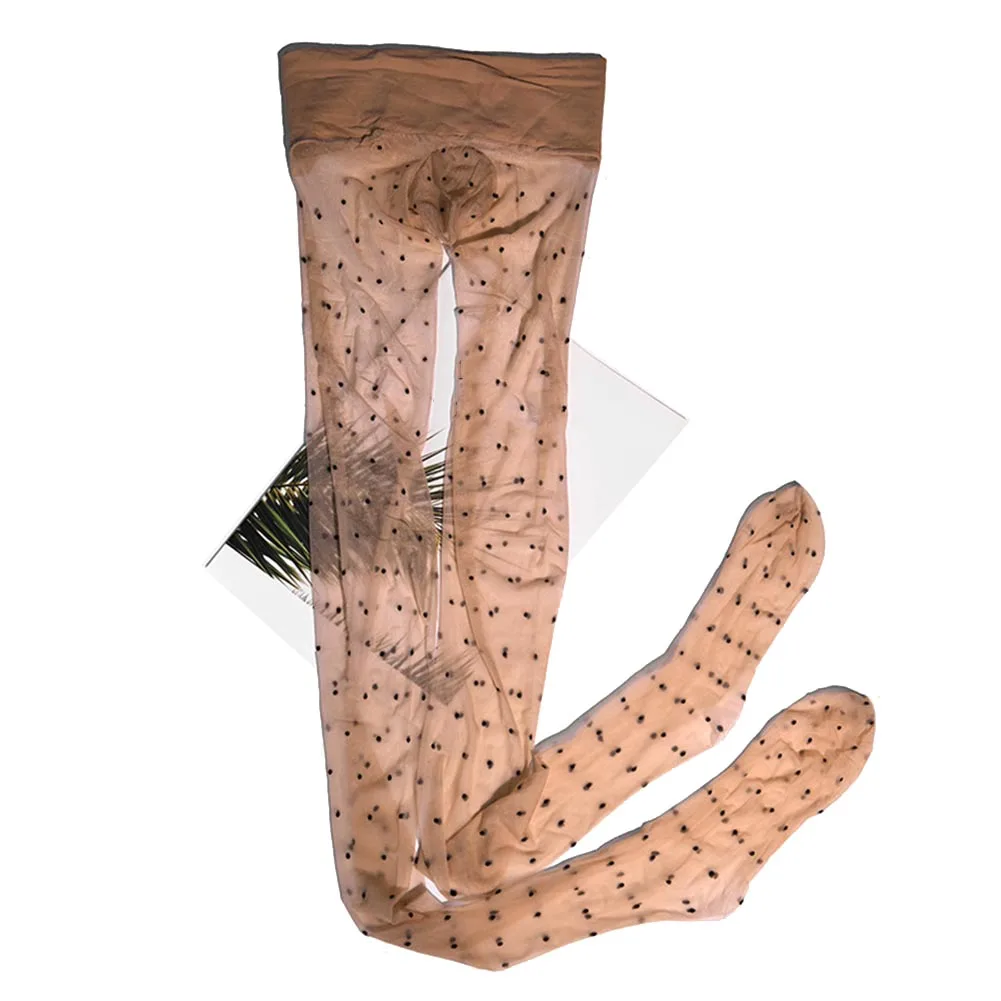 Men Sexy Stockings Mesh Polka Dot Printed Socks Slimming Nightclub See Through Pantyhose Transparent U Convex Pouch Stocking