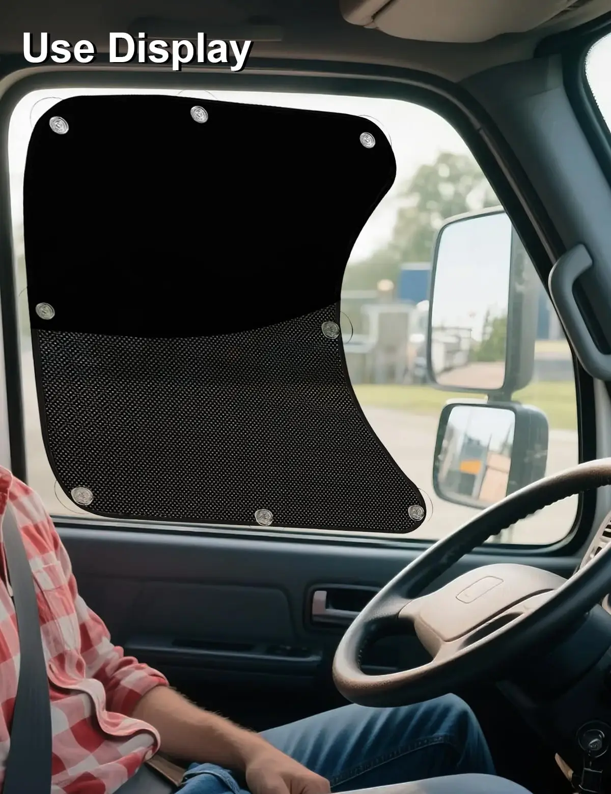 2 Stück LKW-Seitenfenster-Sonnenschutzvorhang, Doppelschichtiger Sichtschutz-Verdunkelungsnetz-Sonnenschutz mit Saugnäpfen – Detail 3