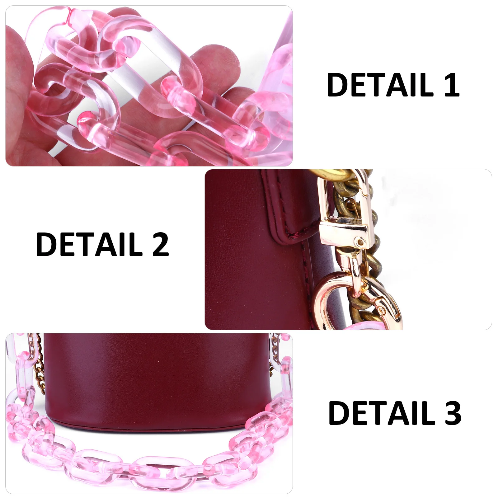 

Acrylic Bag Chain Strap Chic Handbag Replacement Shoulder Strap DIY Accessory Lightweight Durable Easy Install Hooks Stylish